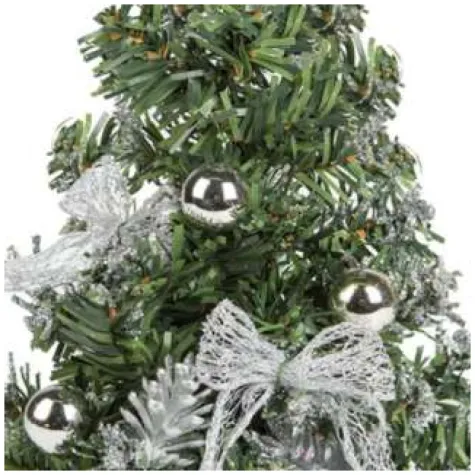 choinka classic mini ozdobiona srebrna akces 20 cm