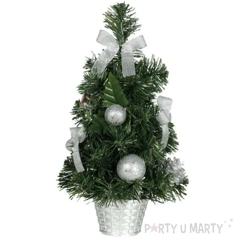 choinka classic mini ozdobiona srebrna guirca 40 cm