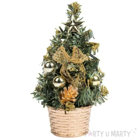 choinka classic mini ozdobiona zlota akces 20 cm