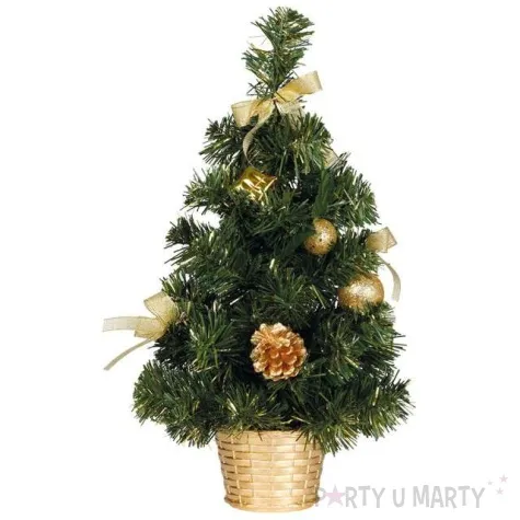 choinka classic mini ozdobiona zlota guirca 30 cm