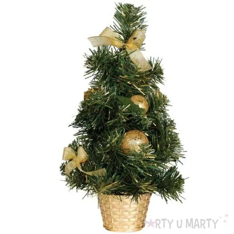 choinka classic mini ozdobiona zlota guirca 40 cm