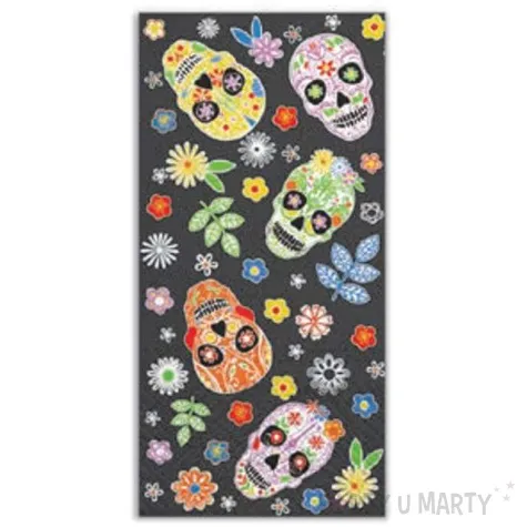 chusteczki czaszki w kwiatki paw 22 cm 10 szt