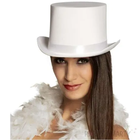 cylinder gala dama bialy satynowy boland