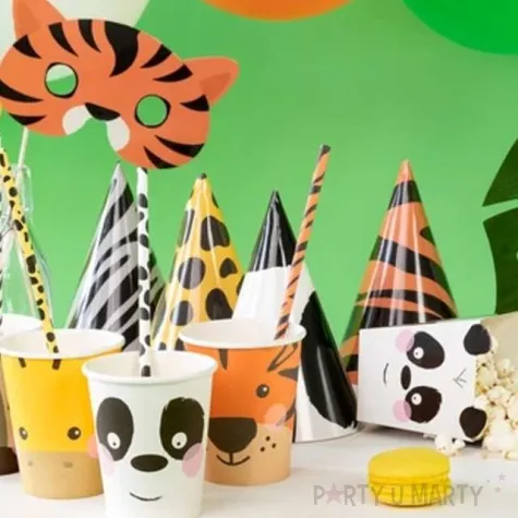 czapeczka papierowa urodzinowe safari mix partypal 4 szt