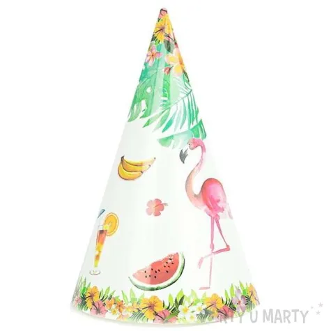czapeczki flamingi z kwiatami bialy partypal 6 szt