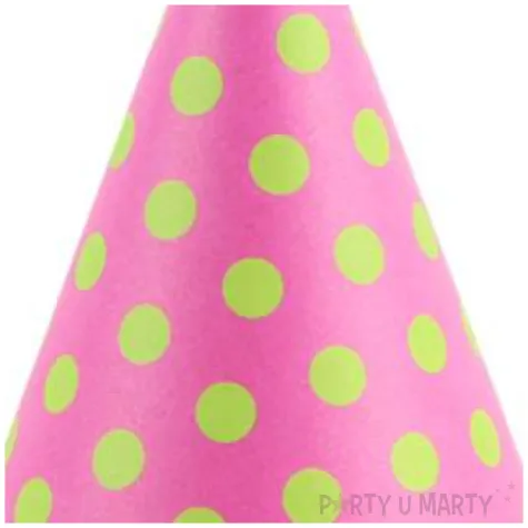 czapeczki kropeczki blekitne rozowy ciemny partydeco 16 cm 6 szt