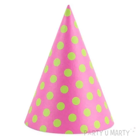 czapeczki kropeczki blekitne rozowy ciemny partydeco 16 cm 6 szt