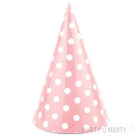 czapeczki kropeczki rozowe partypal 6 szt