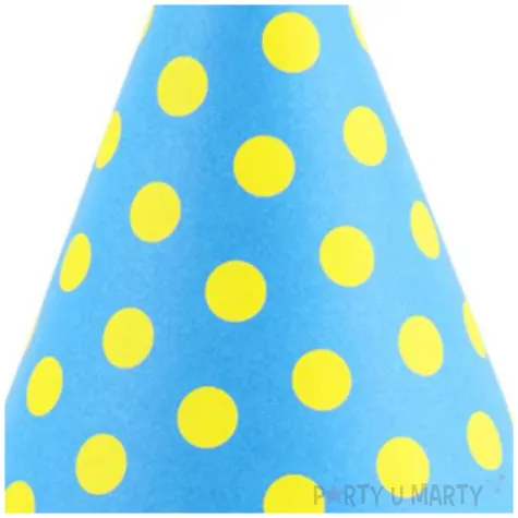 czapeczki kropeczki zolte niebieskie partydeco 16 cm 6 szt