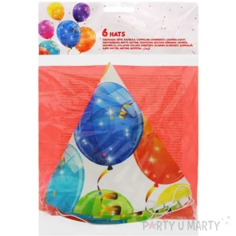 czapeczki papierowe balony sparkling balloons procos 6 szt