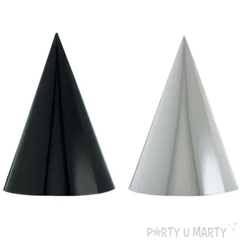 czapeczki papierowe black and white metalic amscan 10 szt