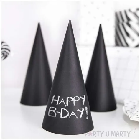 czapeczki papierowe black white czarny partydeco 21 5 cm 6 szt