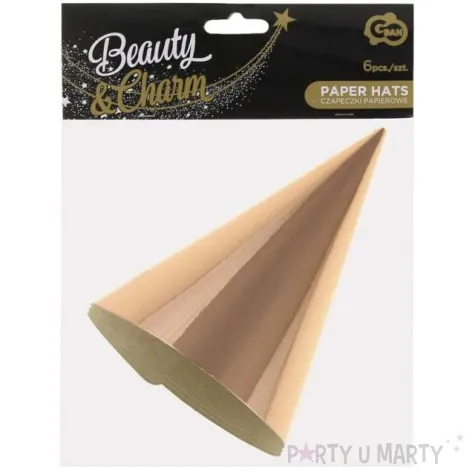 czapeczki papierowe classic metalik rozowe zloto 6 szt