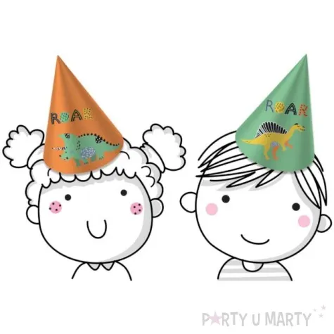 czapeczki papierowe dino folat 6 szt