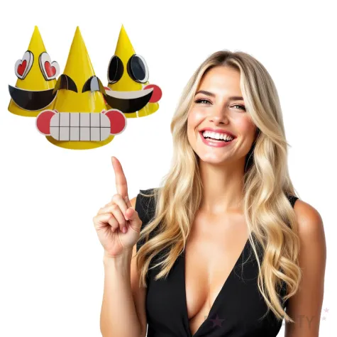 czapeczki papierowe emotki zolte partypal 3 szt