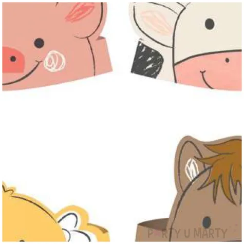 czapeczki papierowe farma zwierzeta amscan 8 szt