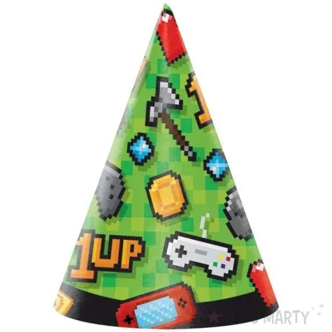 czapeczki papierowe gaming party creative convering 8 szt