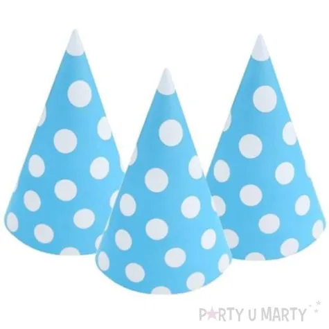 czapeczki papierowe groszki blekitne 6 szt