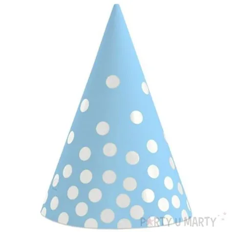 czapeczki papierowe groszki blekitne 6 szt