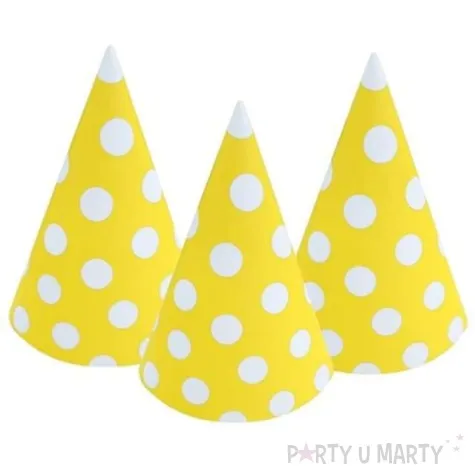 czapeczki papierowe groszki zolte 6 szt