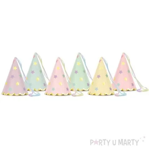 czapeczki papierowe gwiazdki partydeco 14 5cm 6 szt