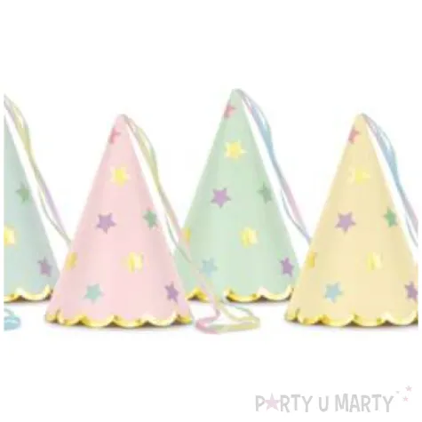 czapeczki papierowe gwiazdki partydeco 14 5cm 6 szt