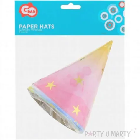czapeczki papierowe gwiazdki zlote godan 6 szt