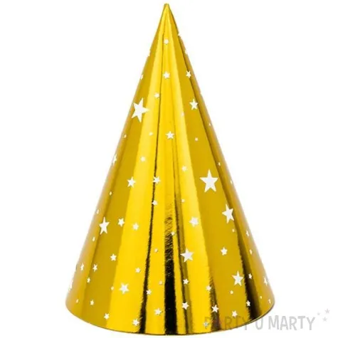 czapeczki papierowe gwiazdki zlote partydeco 6 szt