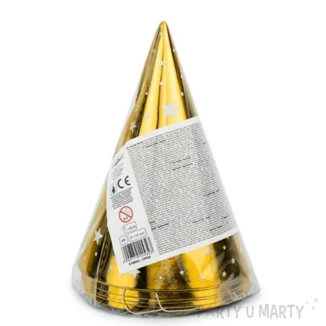 czapeczki papierowe gwiazdki zlote partydeco 6 szt