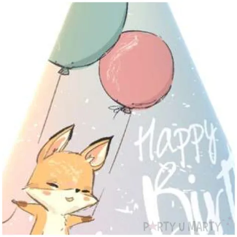 czapeczki papierowe happy birthday lisek godan 6 szt