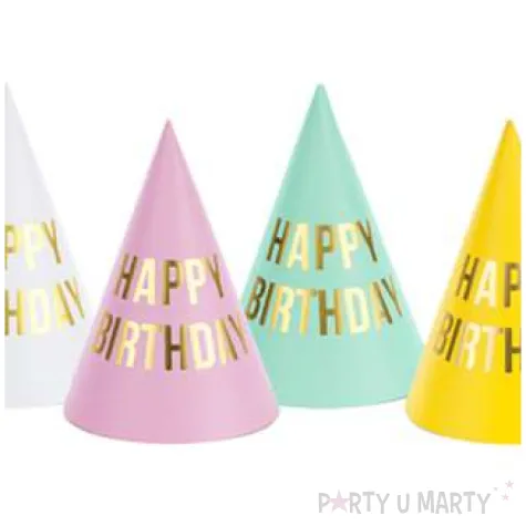 czapeczki papierowe happy birthday mix partydeco 6 szt