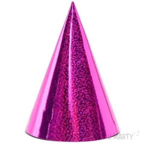 czapeczki papierowe holograficzne rozowe partydeco 6 szt