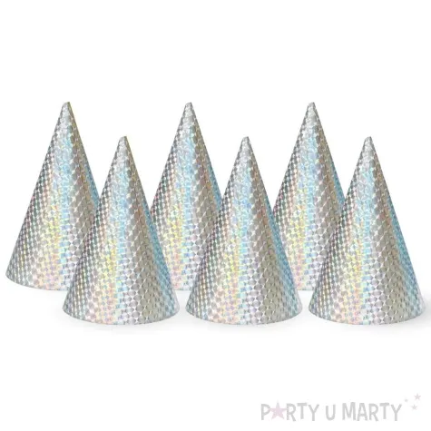 czapeczki papierowe holograficzne srebrny godan 6 szt