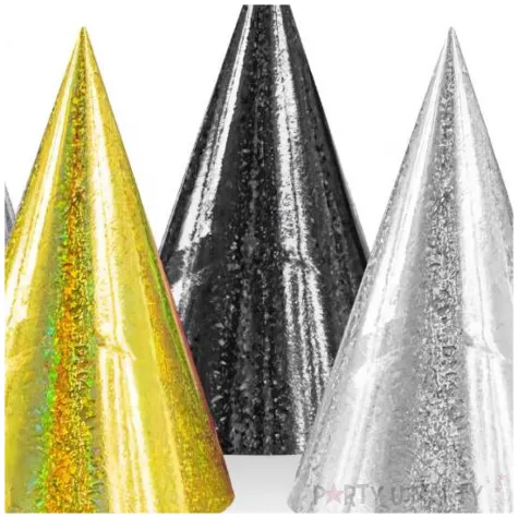 czapeczki papierowe holograficzne zabawa sylwestrowa mix godan 5szt