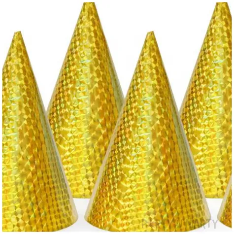 czapeczki papierowe holograficzne zloty godan 6szt