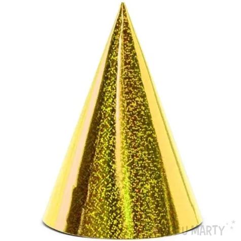 czapeczki papierowe holograficzne zolty partydeco 6 szt