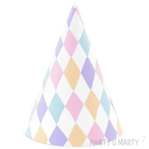 czapeczki papierowe jednorozec mix partydeco 16 cm 6 szt