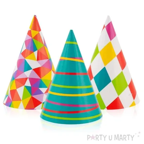 czapeczki papierowe kolorowa impreza mix godan 3 szt