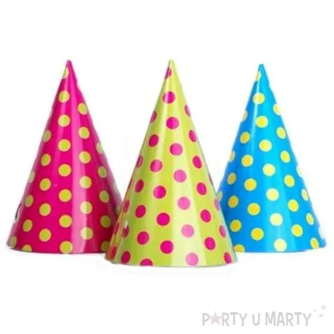 czapeczki papierowe kropki mix 16 cm 6 szt