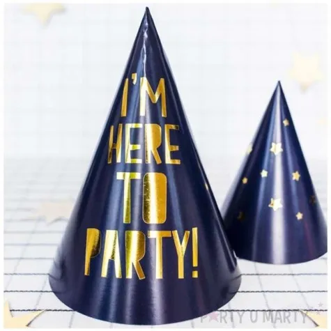 czapeczki papierowe lets celebrate granatowe partydeco 15 5 cm 6 szt