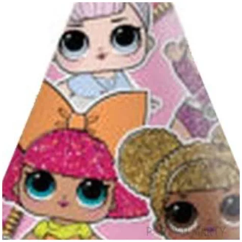 czapeczki papierowe lol suprise brokat procos 6 szt