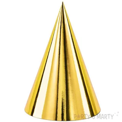 czapeczki papierowe lustrzane zlote partydeco 6 szt