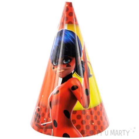 czapeczki papierowe miraculum biedronka i czarny kot party factory 10 szt