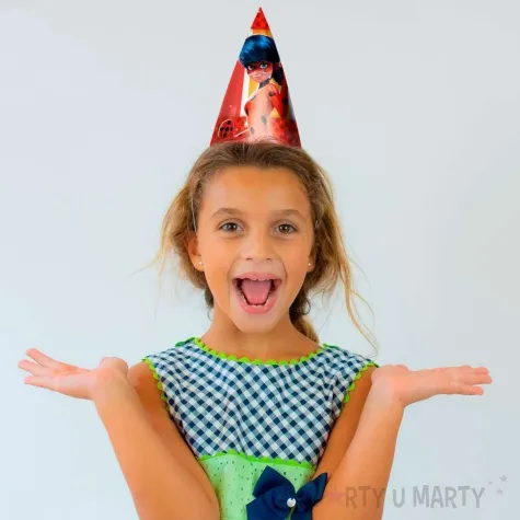 czapeczki papierowe miraculum biedronka i czarny kot party factory 10 szt