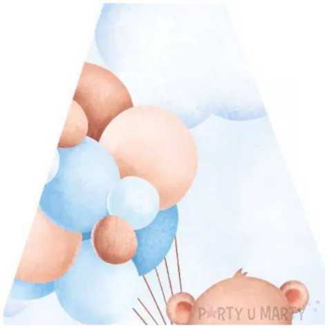 czapeczki papierowe misie z balonikami blekitny congee 6 szt