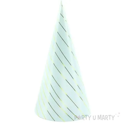 czapeczki papierowe paski jasny niebieski partydeco 21 cm 6 szt