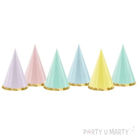 czapeczki papierowe pastelowe mix partydeco 6szt