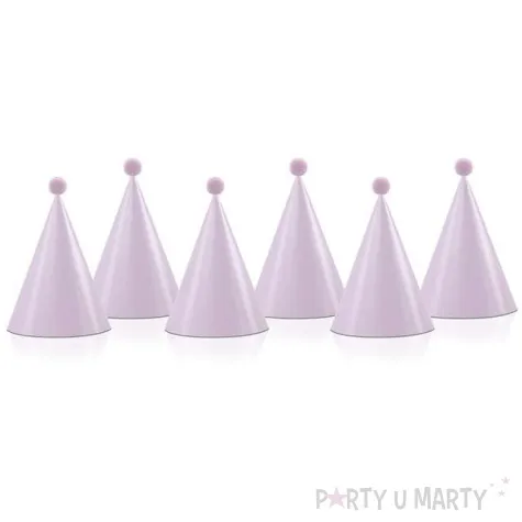 czapeczki papierowe pomponiki rozowe jasne 6 szt