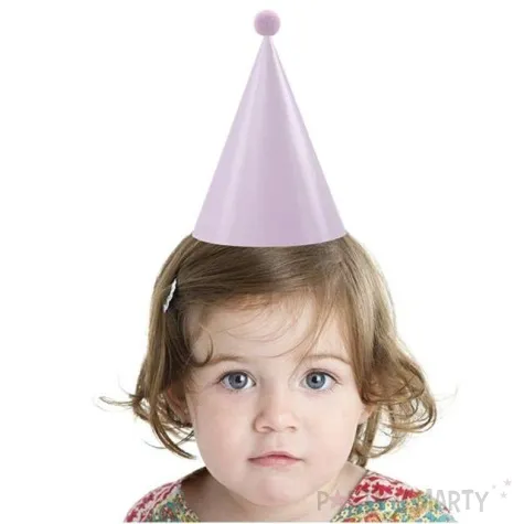 czapeczki papierowe pomponiki rozowe jasne 6 szt