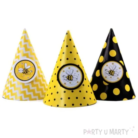 czapeczki papierowe pszczolki mix 6 szt